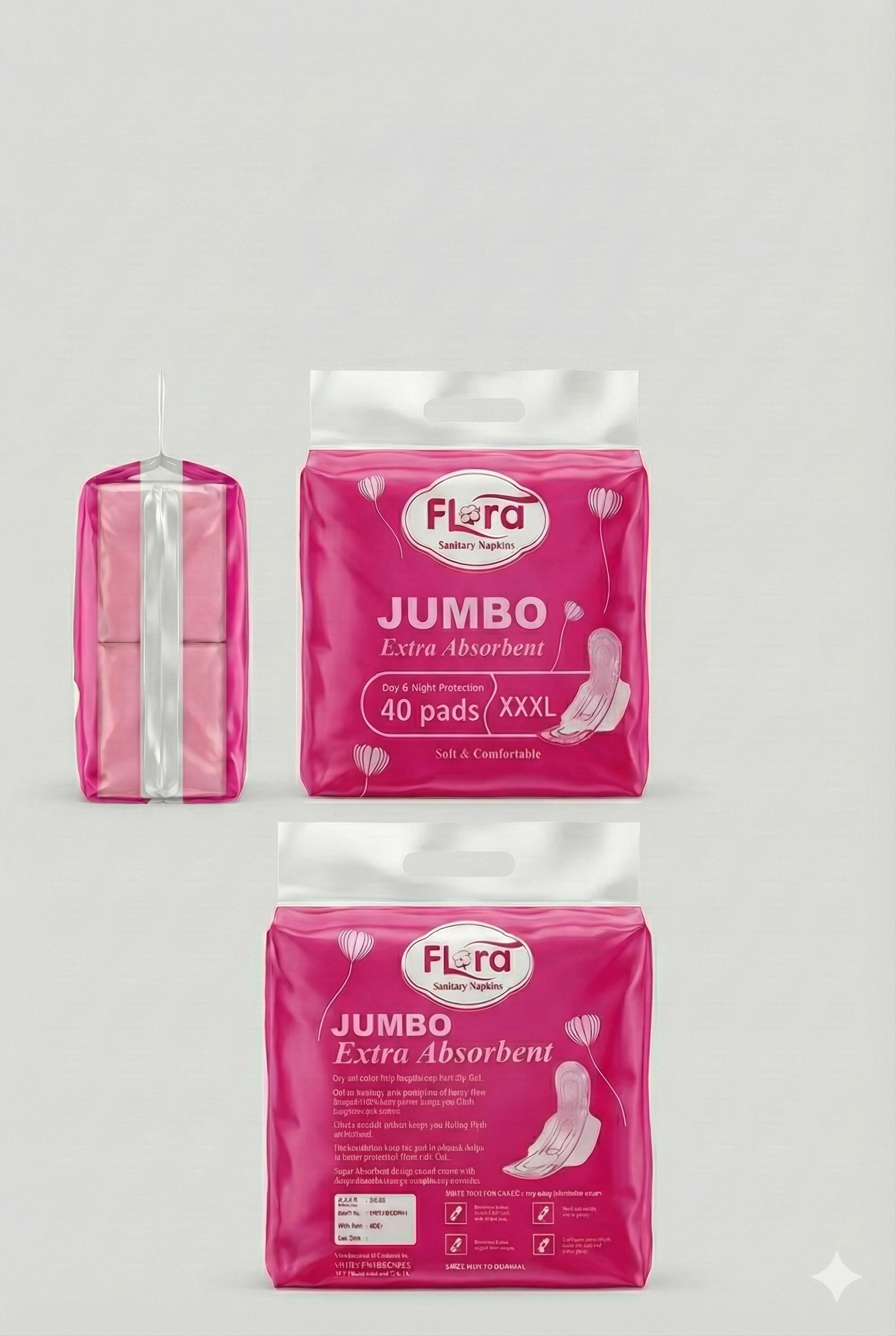 Flora Jumbo Pink - Extra Absorbent SAP Sanitary Pads